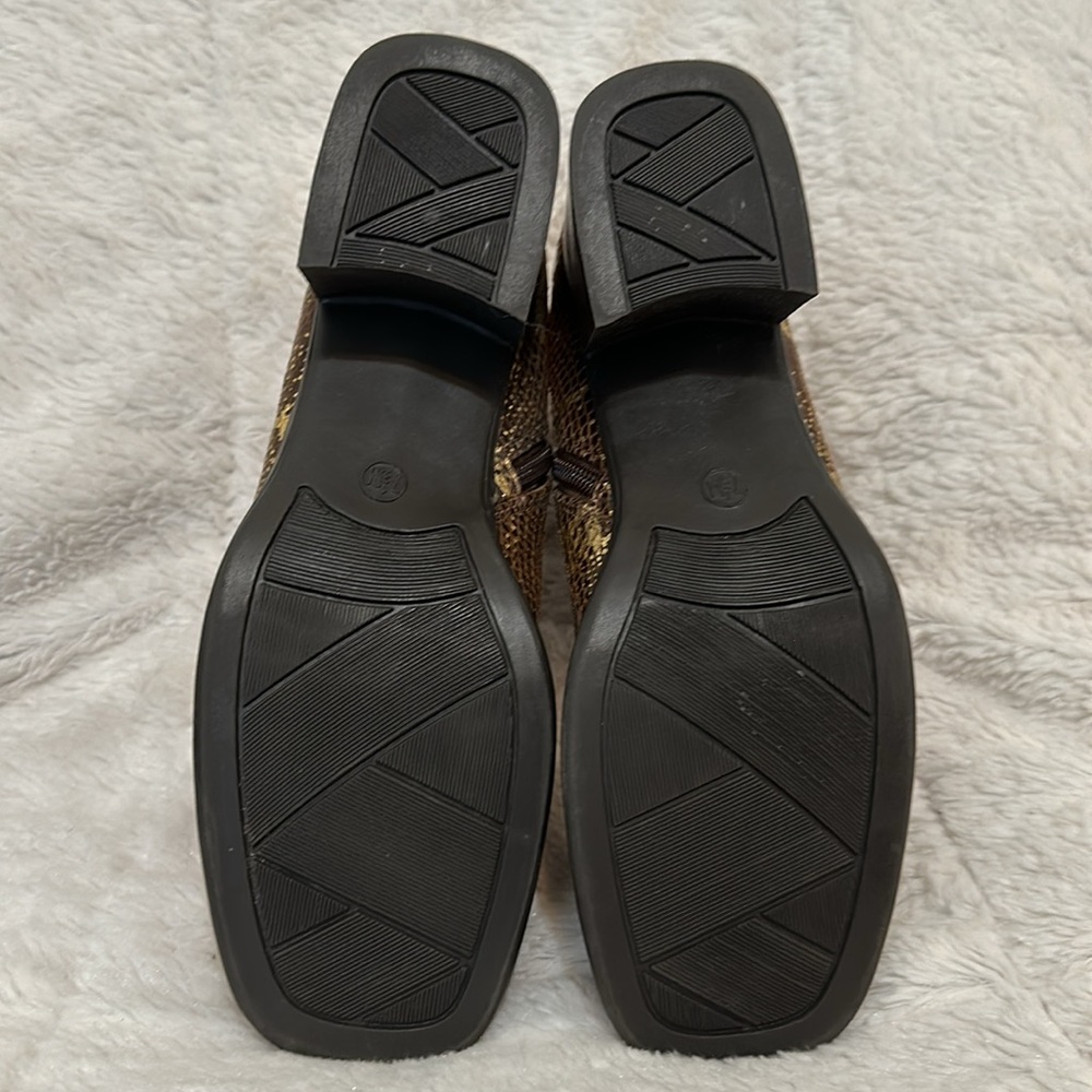 Womens AJ Valenci for Comfort Briwn and Gold Snakeskin Booties 7.5M - Picture 6 of 7